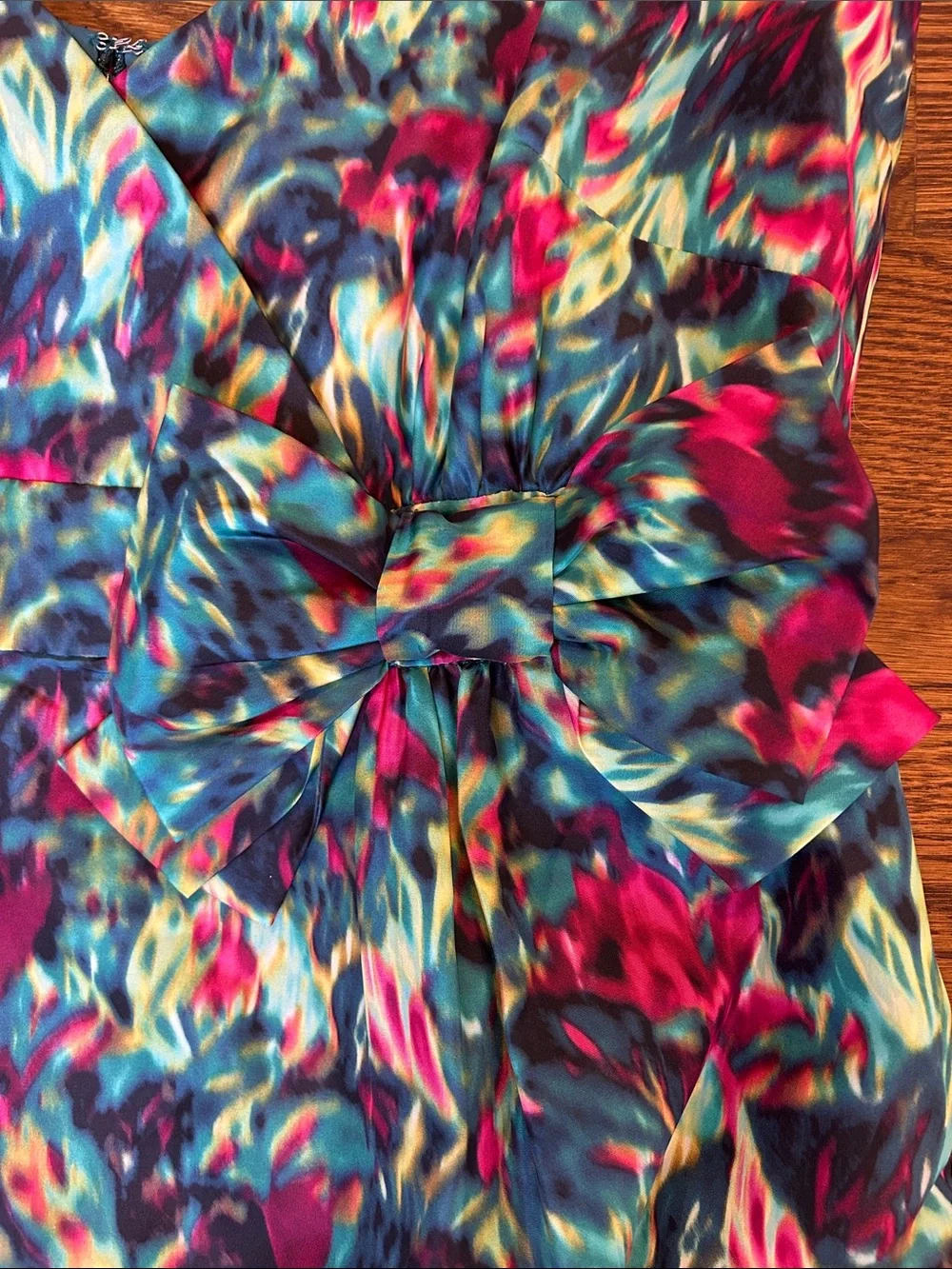 NWT 100% silk J. Crew Collection Green & Pink watercolor dress size 14